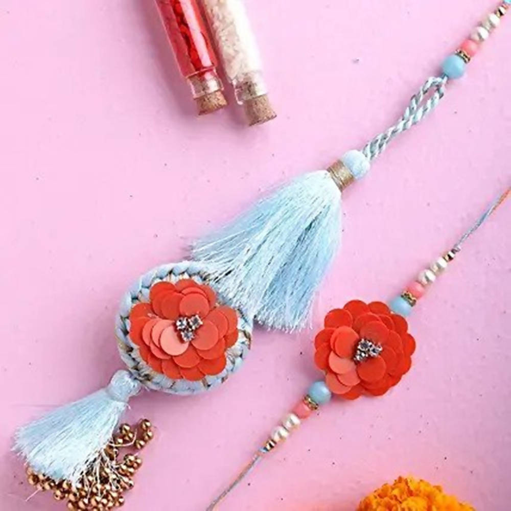 Bhaiya Bhabhi Tassel Rakhi Set & Gulab Jamun | Grocsy