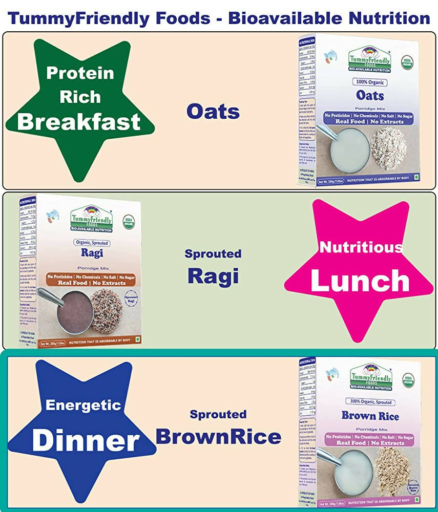 TummyFriendly Foods Organic Sprouted Brown Rice Porridge Mix Organic Baby Food for 6 Months Old | Grocsy