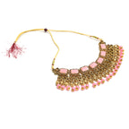 Mominos Fashion Johar Kamal Gold-Polished Brass Finish Kundan/Stone Choker For Women (Baby Pink) | Grocsy