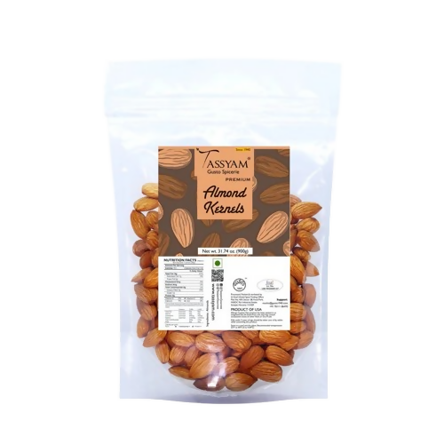 Tassyam Organics Premium Raw Almonds - Pouch | Grocsy