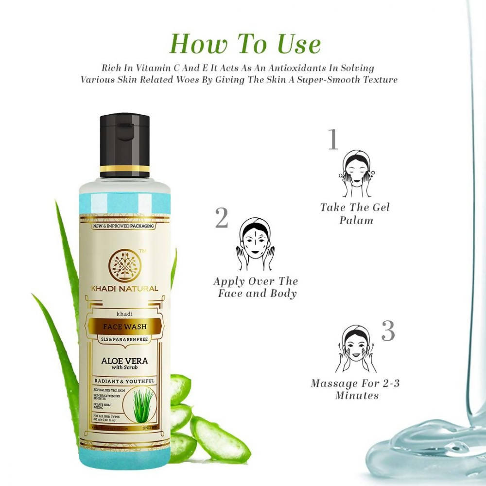 Khadi Natural Aloe Vera Face Wash With Scrub | Grocsy