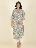 Aramya Straight Soft Cotton Floral Print Women's Kurta - Off White | Grocsy
