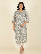 Aramya Straight Soft Cotton Floral Print Women's Kurta - Off White | Grocsy