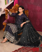 Lehenga Mart Designer Chinon Suit With Sequence Embroidered Work - Black | Grocsy