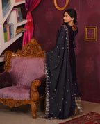 Lehenga Mart Designer Chinon Suit With Sequence Embroidered Work - Black | Grocsy
