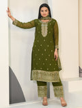 Lehenga Mart Designer Faux Georgette Suit With Embroidered Work - Mahendi | Grocsy