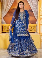 Lehenga Mart Designer Faux Georgette Lehenga Suit With Sequence Embroidered Work - Blue | Grocsy