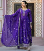 Lehenga Mart Designer Gown With Sequence Embroidered Work - Blue | Grocsy