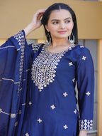 Lehenga Mart Designer Chinon Suit With Coding Sequence Embroidered Work - Blue | Grocsy