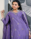 Lehenga Mart Designer Chinon Suit With Sequence Embroidered Work - Lavender | Grocsy