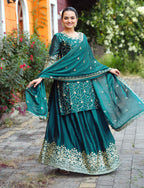 Lehenga Mart Designer Rangoli Suit With Sequence Embroidered Work - Green | Grocsy