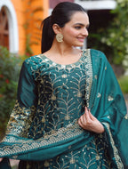 Lehenga Mart Designer Rangoli Suit With Sequence Embroidered Work - Green | Grocsy