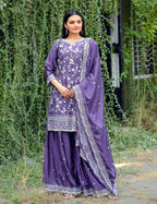 Lehenga Mart Designer Chinon Sharara Suit With Sequence Embroidered Work - Blue | Grocsy