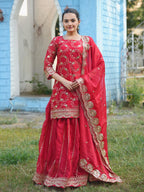 Lehenga Mart Designer Lehenga Suit With Dupatta - Red | Grocsy