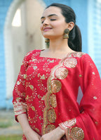 Lehenga Mart Designer Lehenga Suit With Dupatta - Red | Grocsy