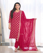 Lehenga Mart Designer Faux Georgette Suit With Sequence Embroidered Work With Rivet Moti - Pink | Grocsy