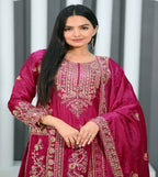 Lehenga Mart Designer Chinon Suit With Coding Sequence Embroidered Work - Pink | Grocsy