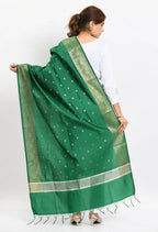 Mominos Fashion Moeza Women's Banarsi Silk Woven Design Green Dupatta | Grocsy