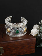 Joban Fashion Women Green Stone Silver Tone Bangle | Grocsy