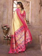 Aastha Fashion Cream Banarasi Tissue Silk Weaving Saree | Grocsy