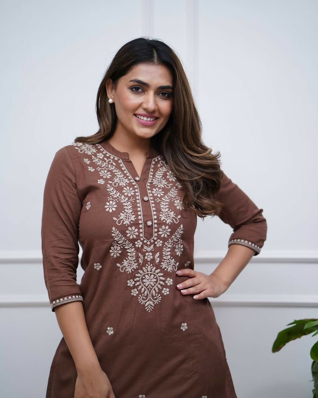 Joban Fashion Brown Kurta Set Rayon Embroidery Sequence Work | Grocsy