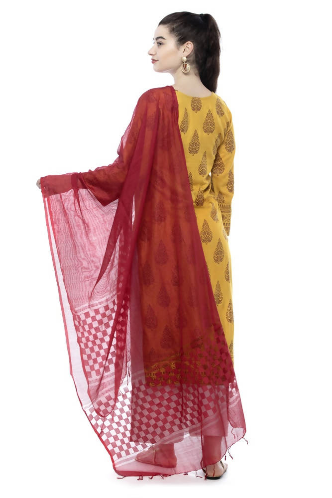 Mominos Fashion Maroon Buta Cut Dupatta | Grocsy