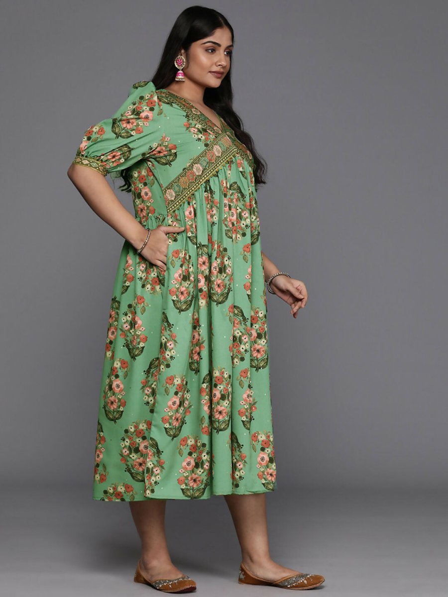Ahalyaa Women's Traditional wear Ethnic Dress - Green | Grocsy