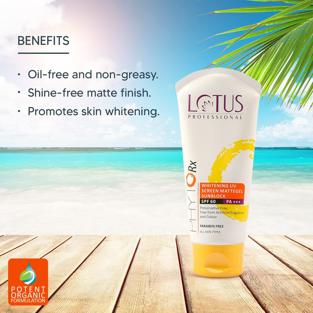 Lotus Professional Phyto Rx Whitening Uv Screen Mattege Sun Block Spf 60 Pa+++ | Grocsy