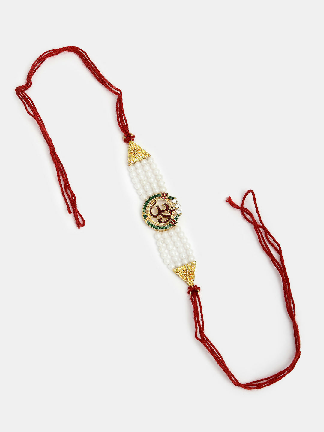 NVR Women & Men Set of 2 White Pearl Bhaiya Bhabhi Rakhi With Roli Chawal & Chocolate | Grocsy