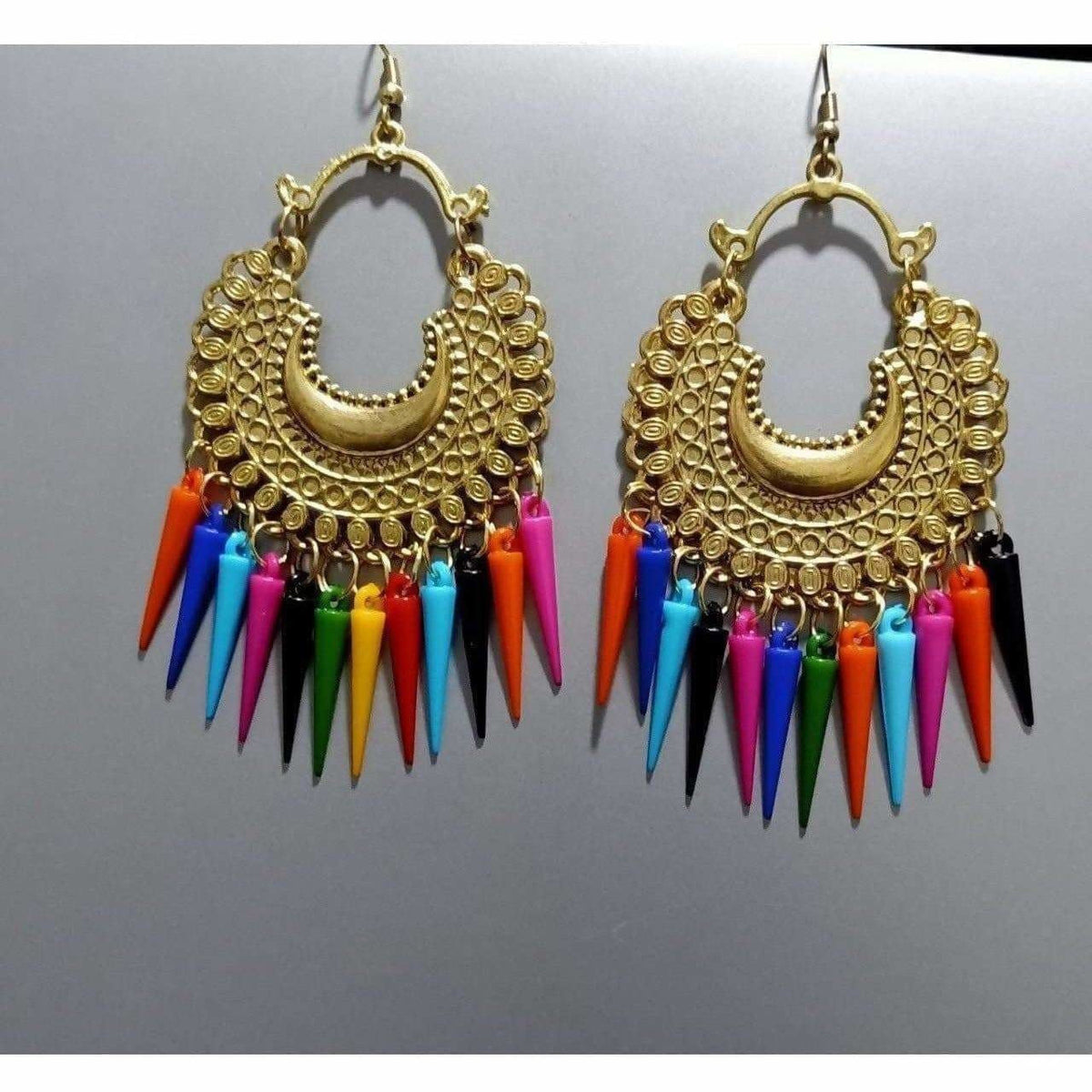 MS Fashion India Beautiful Design On Gold Color Chandbali Brass Drops Earrings | Grocsy