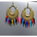 MS Fashion India Beautiful Design On Gold Color Chandbali Brass Drops Earrings | Grocsy