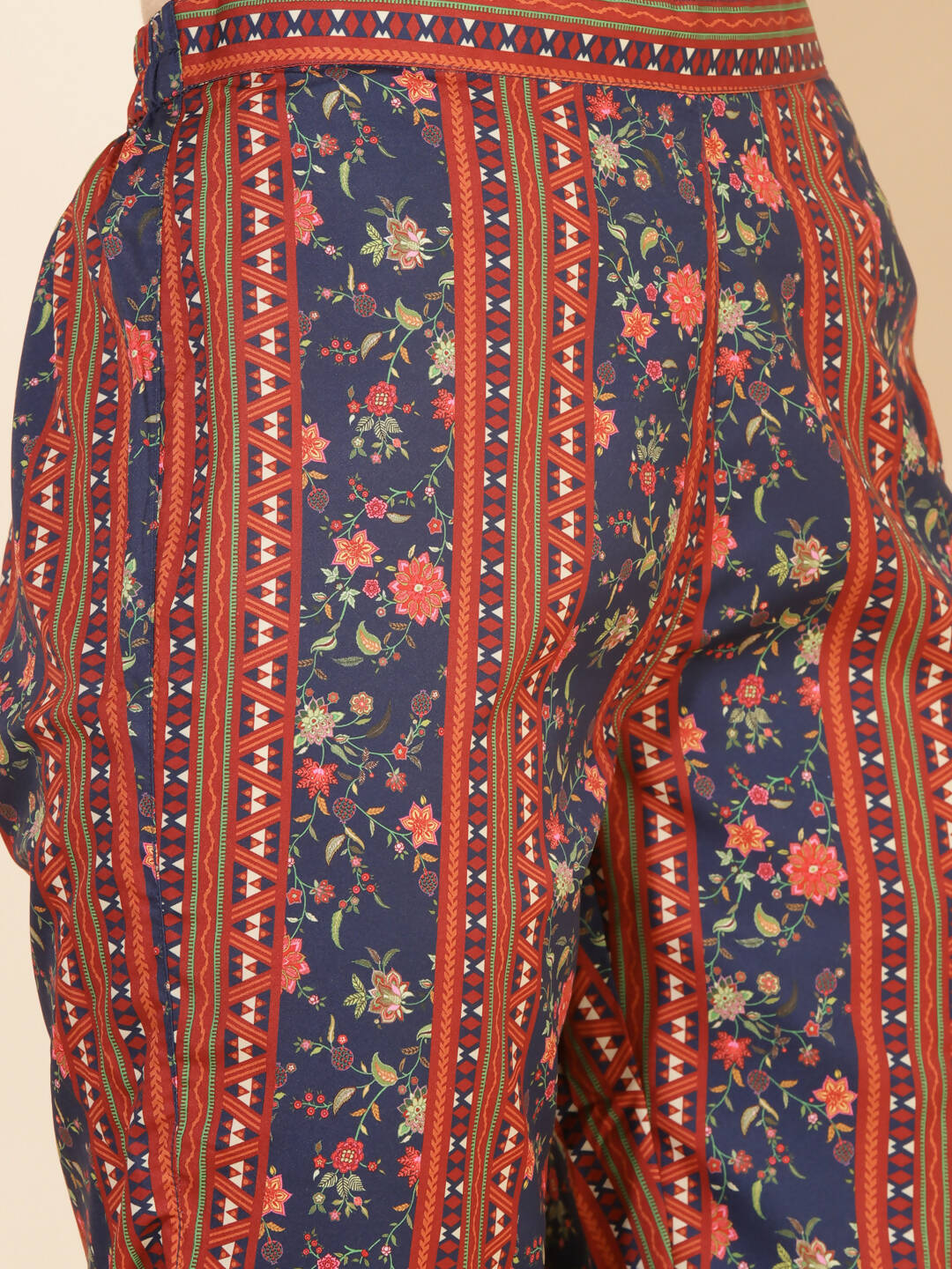 Janasya Women's Blue Crepe Digital Floral Printed Festive A-line Co-ords | Grocsy