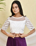 Amodini Designer Studio Heavy Work White Pearl Padded Blouse | Grocsy