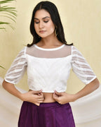 Amodini Designer Studio Heavy Work White Pearl Padded Blouse | Grocsy