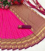 DEIANA'S Beautiful Designer Golden zari Soft Lichi Silk Saree - Pink | Grocsy