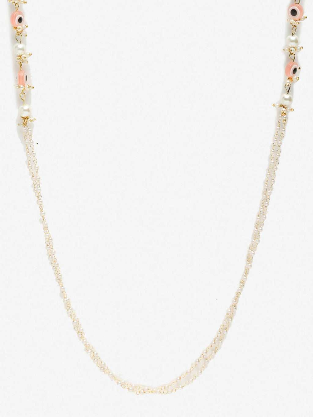 Pink Gold-Toned Evil Eye Beaded Mask Chain - Ruby Raang | Grocsy