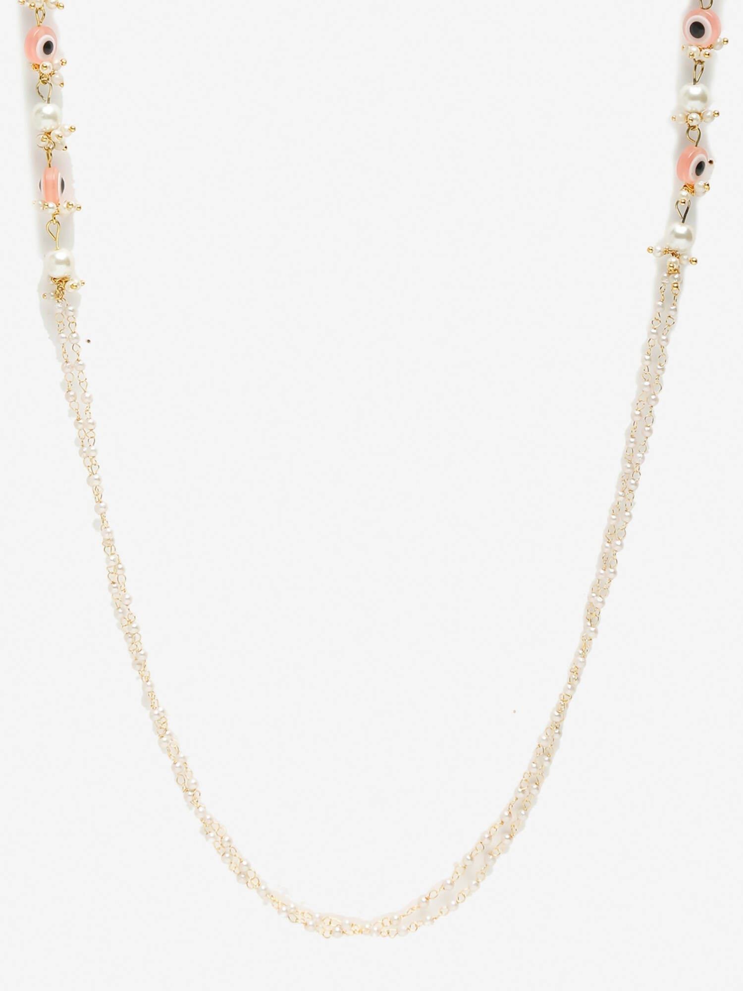 Pink Gold-Toned Evil Eye Beaded Mask Chain - Ruby Raang | Grocsy