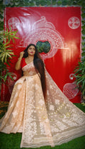 Exclusive Collection Handloom Dhakai Jamdani Saree - Cream | Grocsy