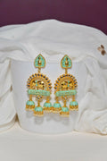 Green Traditional Gold-Polished Elephant Design Kundan Jhumka Jhumki Earrings Indian Jewellery For Women & Girls By House of Ree - Swadesiicart