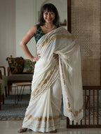Suta White Floral Cotton Blend Saree | Grocsy