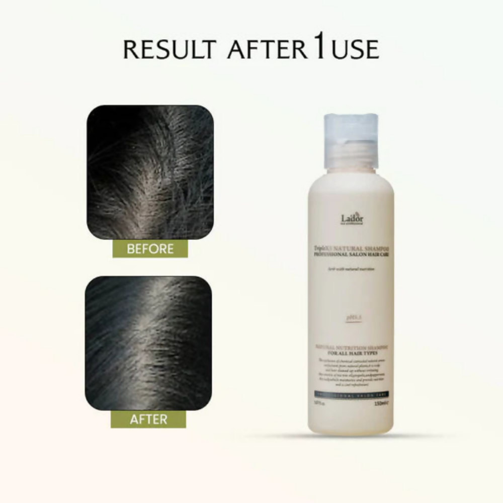 La'dor Triple Natural Shampoo - Hypoallergenic, Vegan, Mild Formula for Sensitive Scalp & Dry Hair | Grocsy