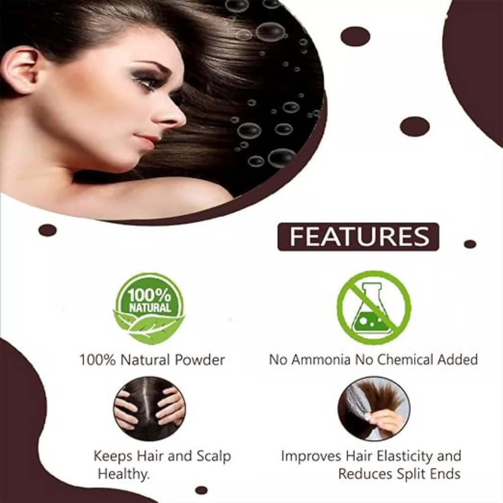 VedicAyurveda Henna Based Hair Colour, Natural brown and Chestnut Brown | Grocsy