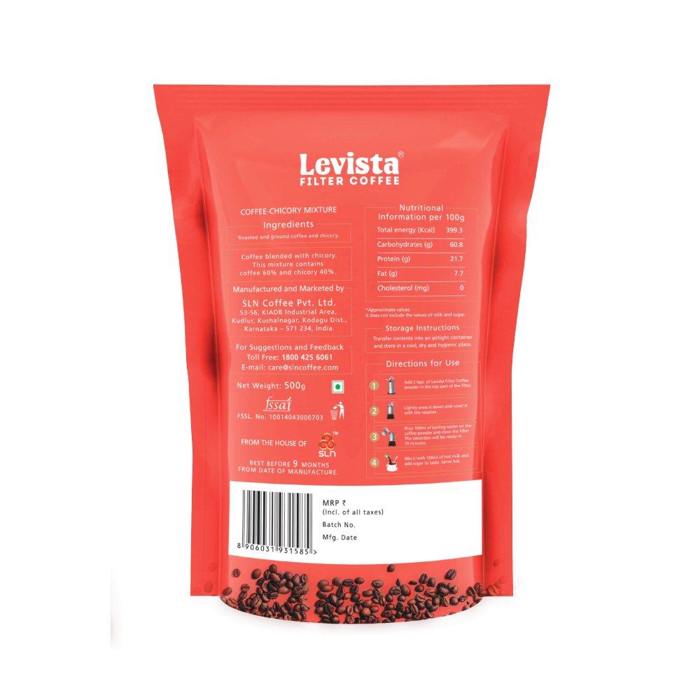 Levista Filter Coffee 60:40 Pouch | Grocsy