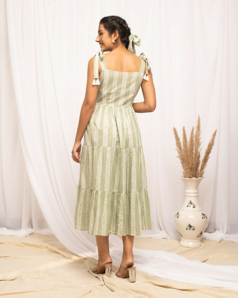 FIORRA Women's Green Cotton Printed Dress | Grocsy