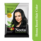 Neeta Hair Color Powder Natural Henna Based Hair Color (Pack of 10) Natural Black | Grocsy
