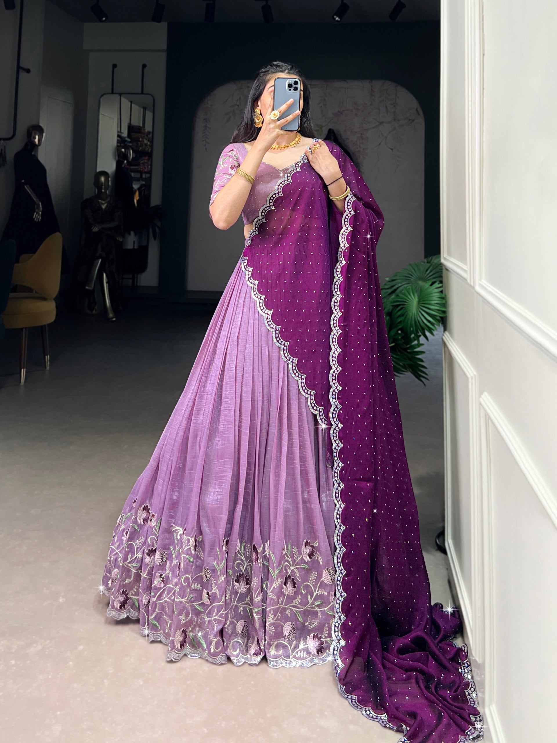 Lehenga Mart Designer Wedding Lehenga Choli For Women - Lavender | Grocsy