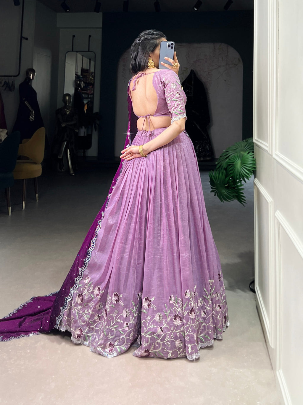 Lehenga Mart Designer Wedding Lehenga Choli For Women - Lavender | Grocsy