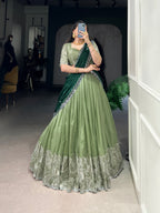 Lehenga Mart Designer Wedding Lehenga Choli For Women - Parrot Green | Grocsy