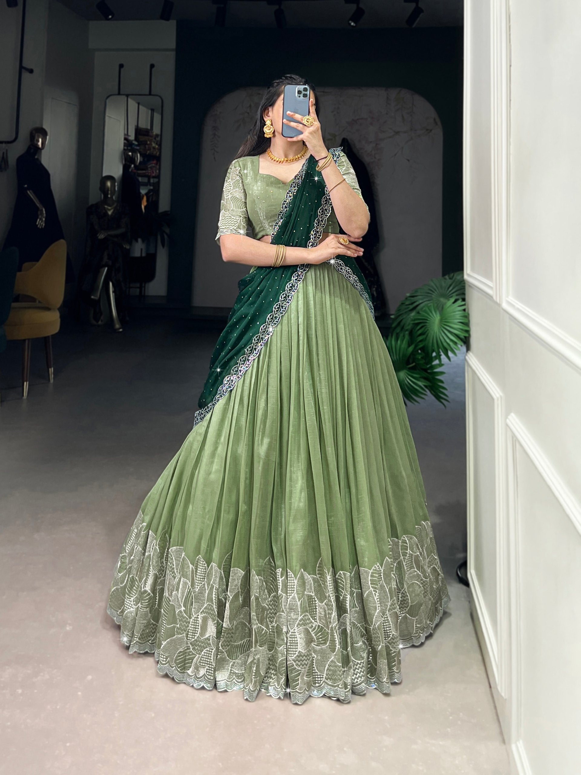 Lehenga Mart Designer Wedding Lehenga Choli For Women - Parrot Green | Grocsy