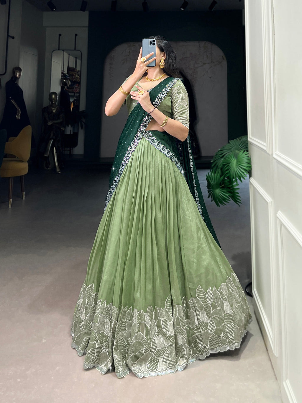 Lehenga Mart Designer Wedding Lehenga Choli For Women - Parrot Green | Grocsy